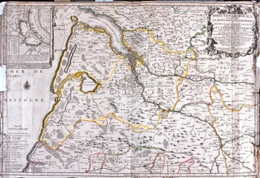 Mapa oblasti kolem Bordeaux (Francie) (rytina