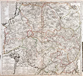 Mapa diecéze Limoges (Francie) (rytina