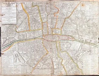 Mapa trasy Paříže a jejích předměstí