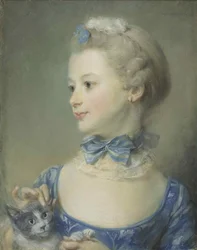 Holčička s kočkou Marie-Anne Huquier, 1747.