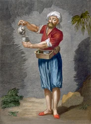 Pouliční prodavač kávy, tabule 56 ze „Sbírky sta tisků představujících různé národy Levanty“ od Charlese de Ferriola, vyryl Gérard Scotin (1671-1716), 1707-08