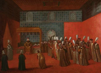Velvyslanec Cornelis Calkoen na audienci u sultána Ahmeda III Velvyslanec Cornelis Calkoen na audienci u sultána Ahmeda III., 14. září 1727