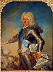Portrét Stanislase Leszcinského (1677-1766) polského krále, vévody lotrinského a baru Obraz Jean Baptiste Van Loo (1684-1745) 18. století Sun. 1,33x1,13m