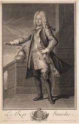 Stanislas Leszczynski (Leczinski), zvaný Beneficent - Stanislaw I Leszczynski (1677-1766), král Polska - Van Loo, Jean Baptiste (1684-1745) - 1705 - Mědirytina - 53,5x33 - Soukromá sbírka