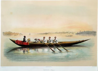 Osmanská říše “” loď v Konstantinopoli”” Akvarel Jean Brindesi (1826-1888)