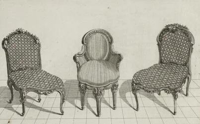 Cane Chair, Cabriolet Armchair, Cane Chair, vydáno v polovině 70. let 18. století (rytina na položený papír)