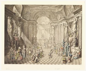 Kresba, pohled na maškarní ples, 1770-80