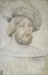 Portrét Františka I. (1494-1547), francouzského krále par Clouet, Jean (asi 1485-1541). Černá křída a sangvinik na papíře, rozměr : 29,3x19,1, první polovina 16. stol., Státní Ermitáž, St. Petersburg