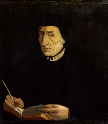 Portrét Guillaume Bude (Budee) (Budaeus) (1467-1540), francouzský humanista. Obraz Jeana Cloueta (1485 - 1541) Ec. Fr. (v b/š 0,34 x 0,31). Versailles. Zámecké muzeum.