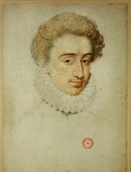 Budoucí francouzský král Jindřich IV. v době sňatku s Markétou z Valois ... (pastelka na papíře)
