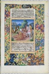 paní Lat. Q.v.I.126 f.35 Setkání Abigail a Davida, z Knihy hodin Louise dOrleans, 1490