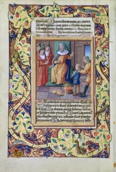 paní Lat. Q.v.I.126 fol.23v Joseph vykládající faraonovy sny, z Knihy hodin Louise dOrleans, 1490