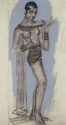 Josephine Baker - Maketa pro důležitý lakovaný panel, kolem roku 1927 (tužka na papíře)