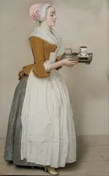 Čokoládová dívka La Belle Chocolatière de Vienne, c. 1745