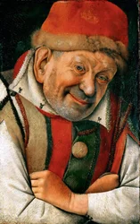 Renesance: Portrét dvorního šaška Pietra Gonelly (Gonnelly) (zemřel 1441) na dvoře rodu Este ve Ferraře - Portrét ferrarského dvorního šaška Gonelly od Jeana Fouqueta (1420-1481), kolem roku 1445. Uměleckohistorické muzeum, Vídeň