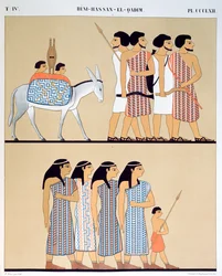 Freska hrobky Nevothph v Beni-Hassan-El-Qadim (Beni Hasan), 1835-45