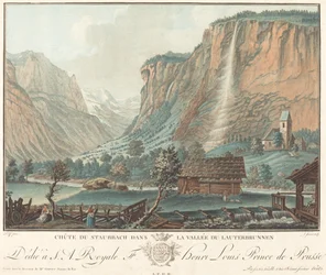 Staubbach Falls, v Lauterbrunnen Valley Falls u Staubbach..., pravděpodobně 1776.