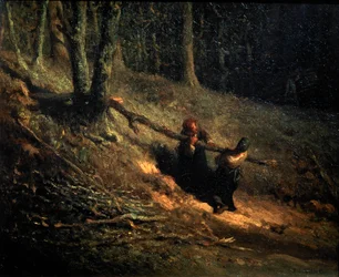 Rolnické dívky s Brushwood Les Charbonnieres, c1852