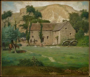 The Farm House, c.1867-69 (pastel na tkaném papíře, položený na palubě)
