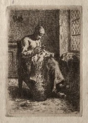 Žena šití.