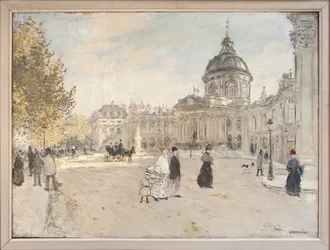 Institut de France v Paříži kolem roku 1898, Malba Jeana Francoise Raffaelliho (1850-1924). Fotografie, KIM Youngtae, Paříž, Musee Carnavalet.