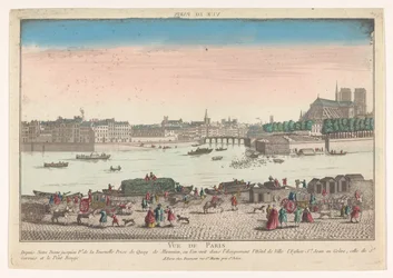 Pohled na město Paříž z Quai de Miramion Vue de Paris (název na objektu)