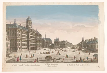 Pohled na radnici a náměstí Dam v Amsterdamu 80. Vue d