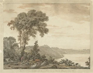 Pohled na Castel Gandolfo a jezero Albano