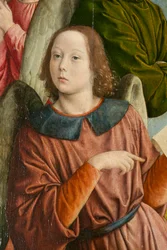 Anděl, detail. Triptych mistra z Moulins