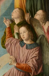 Andělé, detail. Triptych mistra z Moulins