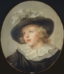 Připsáno Fragonardovi - Portrét chlapce s kloboukem s pérem, kolem roku 1785
