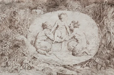 Bacchanales: Nymph Supported by Two Satyrs, 1763.