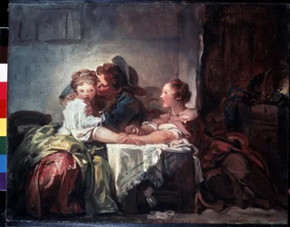 „Prohraná sázka aneb Vyhraný polibek“ (Zachycený polibek), 1732-1806, 47 x 60 cm, Ermitáž, Petrohrad