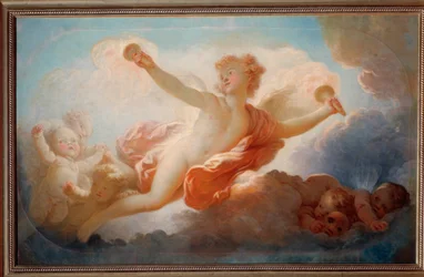 Láska líbající vesmír. Obraz Jean-Honoré Fragonarda (1732-1806). 18. století, Toulon, Musée des Beaux-Arts.
