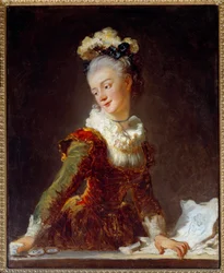 Portrét Marie Madeleine Guimard (1743-1816) první tanečnice v Opeře Obraz Jean Honore Fragonard (1732-1806) 18. století Sun. 0,81 x 0,65 m