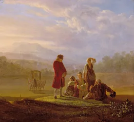 Voltaire hovoří s rolníky ve Ferney