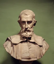 Portrét Nicolase Claude Fabri de Peiresc (1581-1637), humanista, astronom galilejského sochařství Jean Jacques Caffieri (1725-1792) Paříž, Mazarine bibliotheque