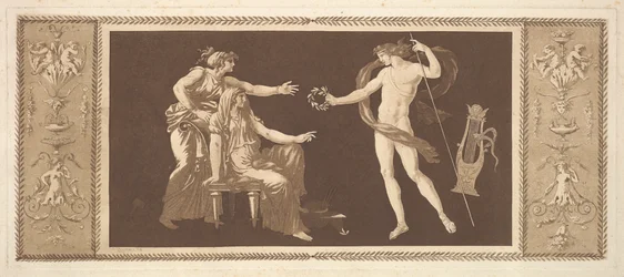 Apollo korunující umění Apollo Crowining the Arts, z Recueil de Different Compositions..., 1784.