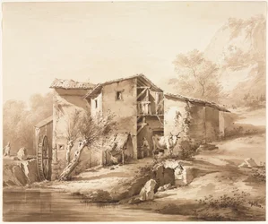 Krajina s vodním mlýnem, c, 1790.
