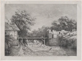 Vodní mlýn, podle malby od Ruisdaëla, 1782.