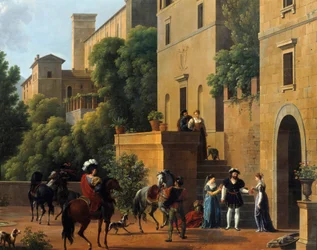 Bayard odjíždí z Brescie. V roce 1512 obléhal během italských válek město Brescia rytíř Pierre Teillard, pán Bayardu (1476-1524). Obraz Josepha Bidaulta (1758-1846) 1821 Valencie, Muzeum výtvarných umění
