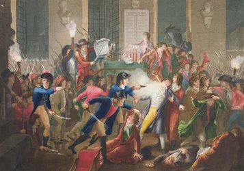 Zatčení Robespierra dne 27. července 1794 poté, co Fulchran-Jean Harriet, c. 1796