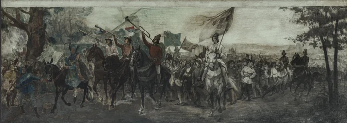 Náčrt výzdoby galerie na čestném dvoře Sorbonny: La Fête du Lendit, mezi lety 1894 a 1903 (olej)