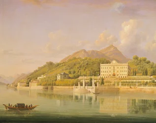 Villa Carlotta Tremezzossa Comojärven rannalla, kirjoittanut Jean-Joseph-Xavier Bidauld (1758-1846), Italia