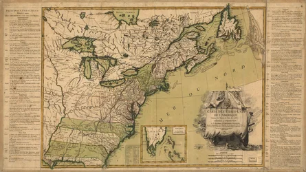 Mapa Spojených států amerických po mírové smlouvě z roku 1783.