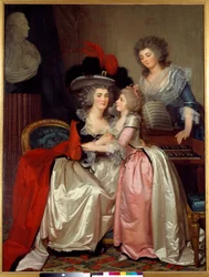 Rodinný portrét Rodina šlechty, matka, dcera a další. Obraz Jean Laurent Mosnier (1743/4-1808)