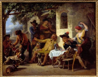 Saltims před hostincem Obraz Jean Louis Demarne (1744-1829) 1823 Grenoble, Musee des Beaux Arts