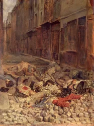 Barikáda v Rue de la Mortellerie, červen 1848 (Paměť občanské války) 1849 (olej na plátně)
