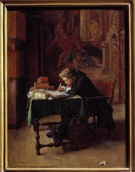 Mladý muž píšící ve své kanceláři Obraz Ernest Meissonier