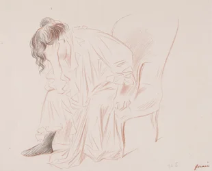 Žena sedí